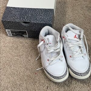 Jordan Kids White and Red Sneakers